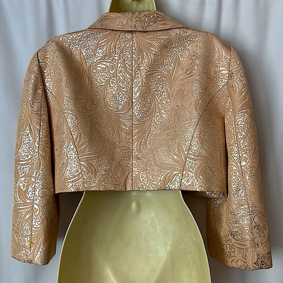 Alex Evenings Stunning Light Pink Floral Jacquard Bolero Jacket Top **Size 12P** - Picture 2 of 5